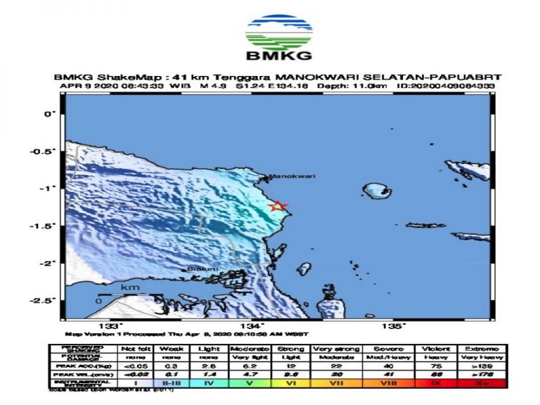 Gempa Tektonik M 4.9 Guncang Ransiki, Tak Berpotensi Tsunami