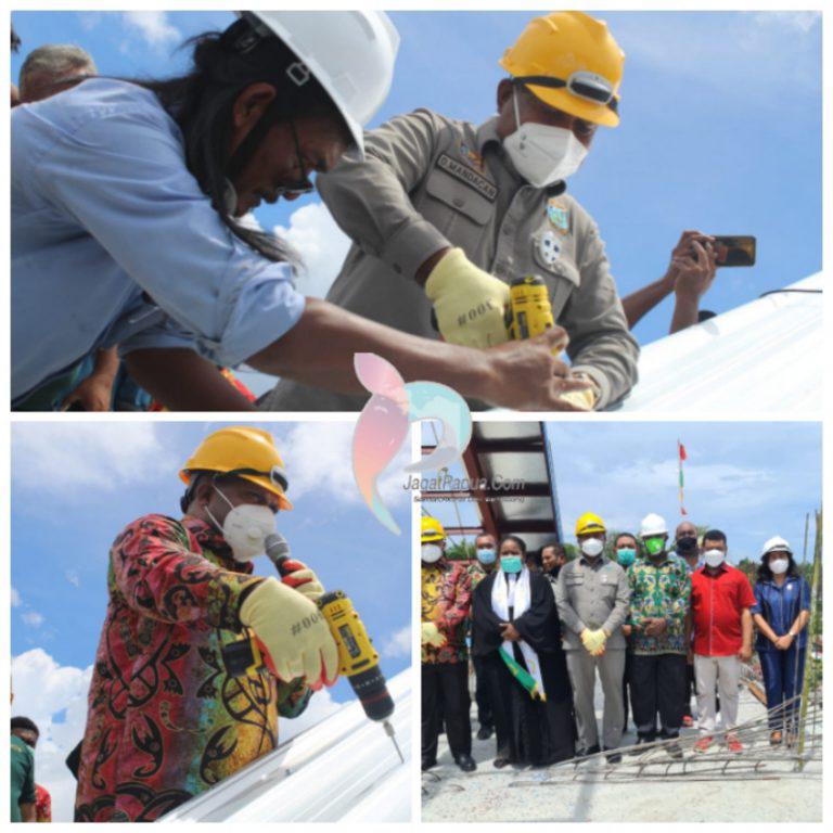 Tutup Atap Pertama Gedung Gereja Bahtera Pasirido, Gubernur Ajak Umat Rajin Berdoa